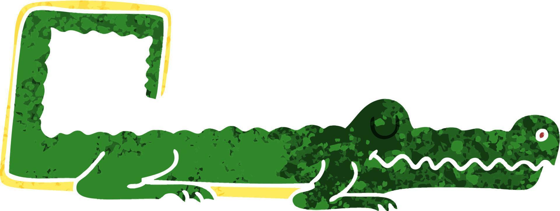 crocodile de dessin animé de style rétro excentrique vecteur