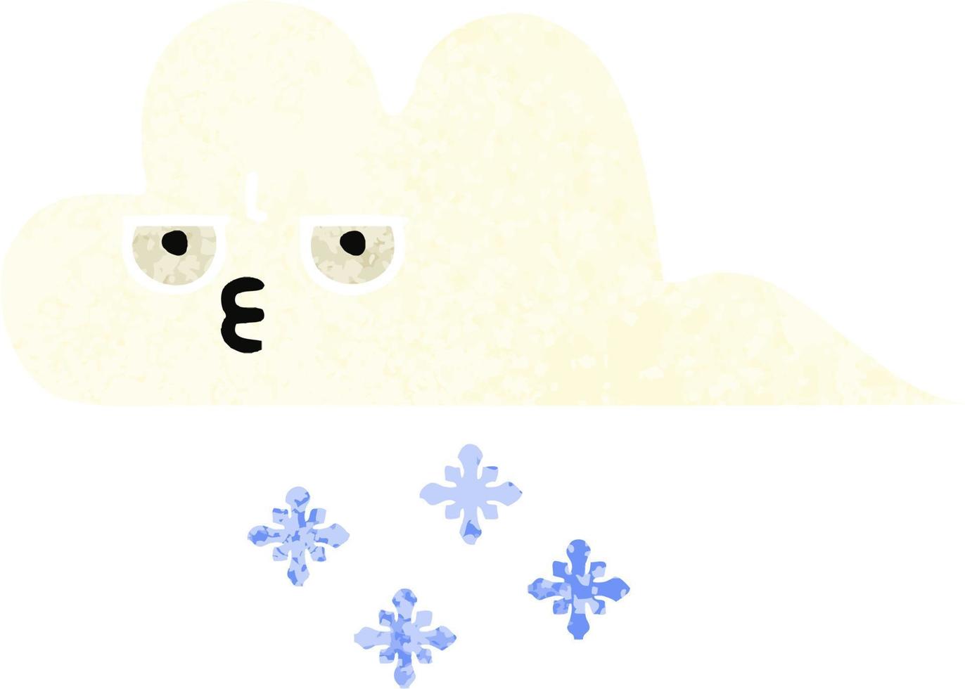 nuage de neige dessin animé style illustration rétro vecteur