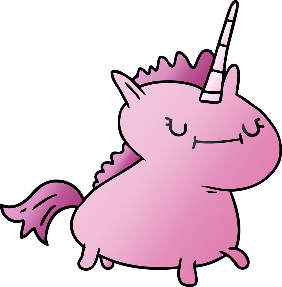 doodle cartoon dégradé d'une licorne magique vecteur