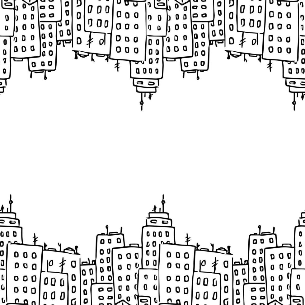 modèle sans couture horizontal avec des bâtiments de la ville. fond de ville vecteur