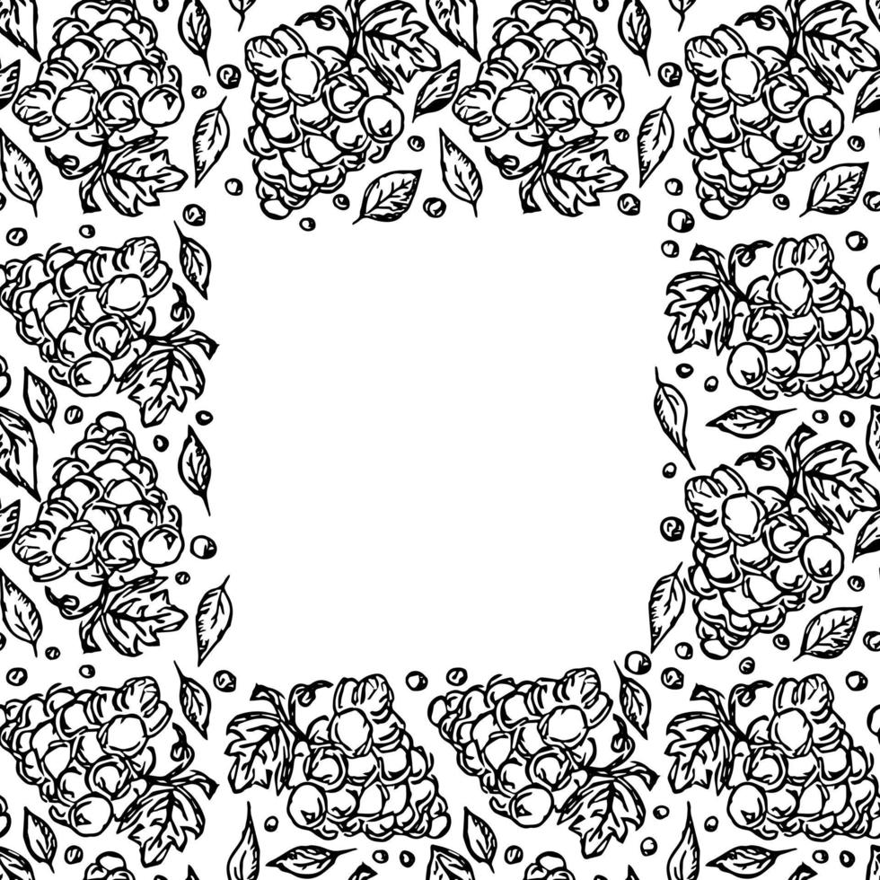 motif de raisin sans couture avec place pour le texte. vecteur de doodle avec des icônes de raisin. motif de raisin vintage