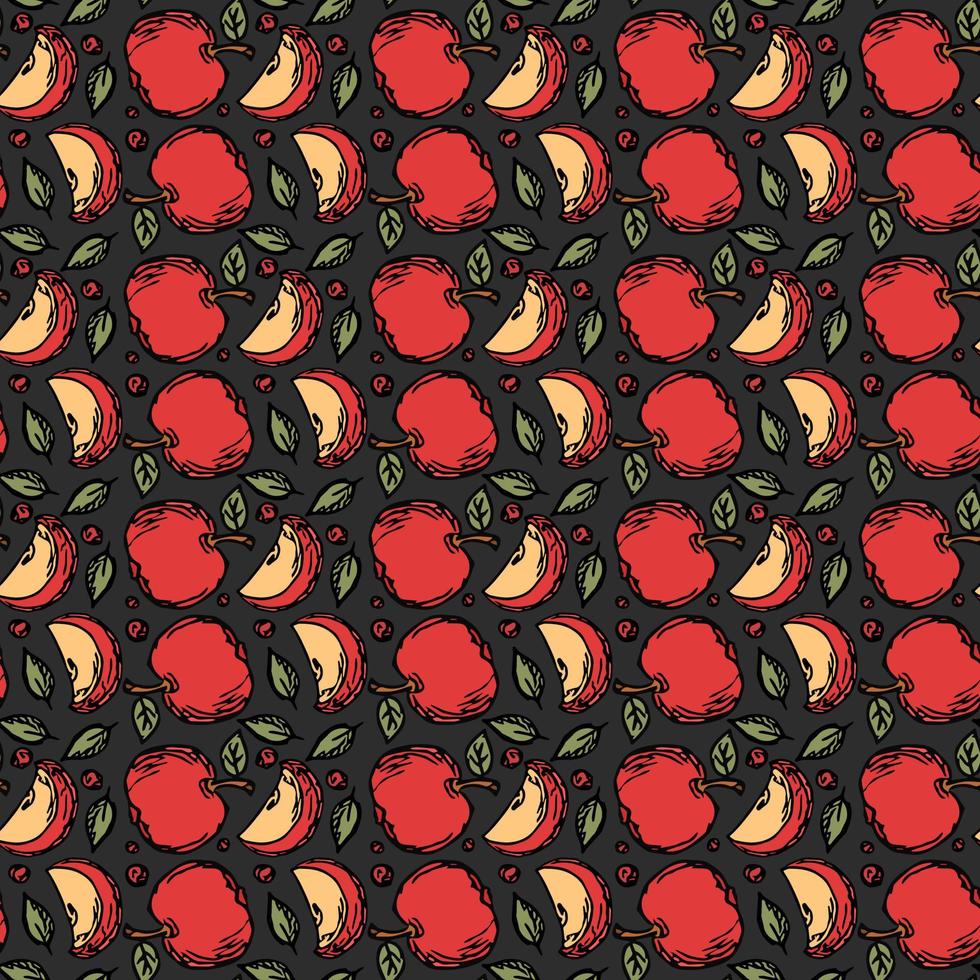 motif de pomme sans soudure. motif de griffonnage sans couture coloré avec des pommes rouges vecteur