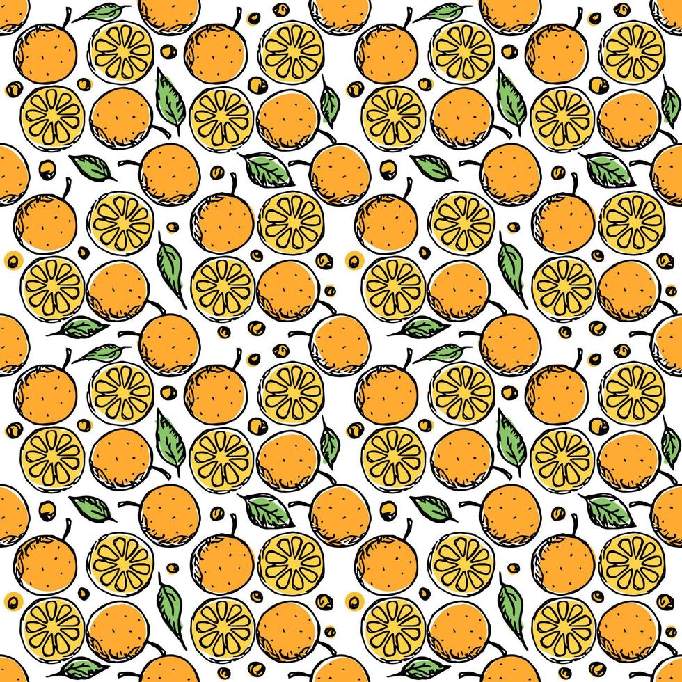motif orange sans soudure. fond de fruits orange coloré vecteur