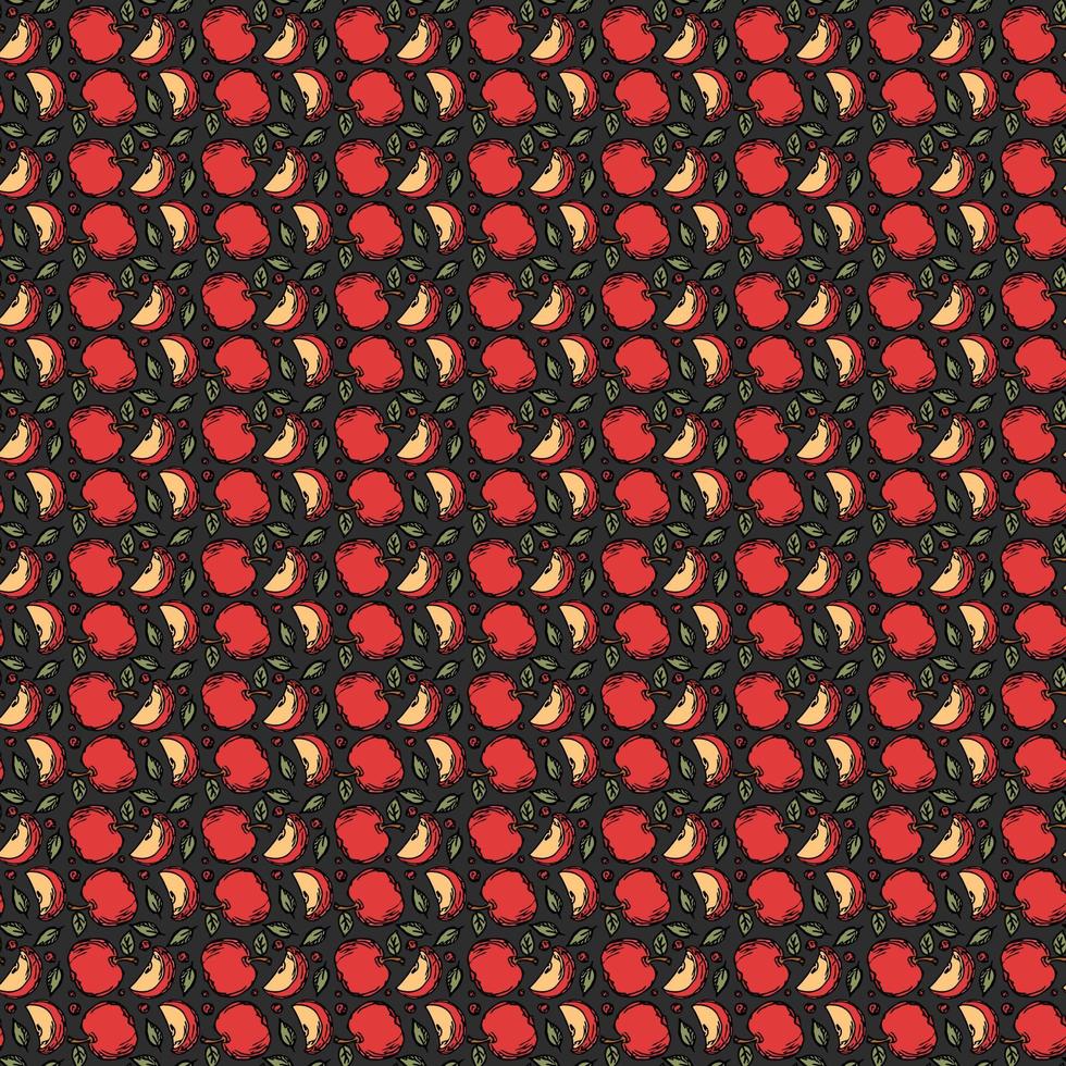 motif de pomme sans soudure. motif de griffonnage sans couture coloré avec des pommes rouges vecteur