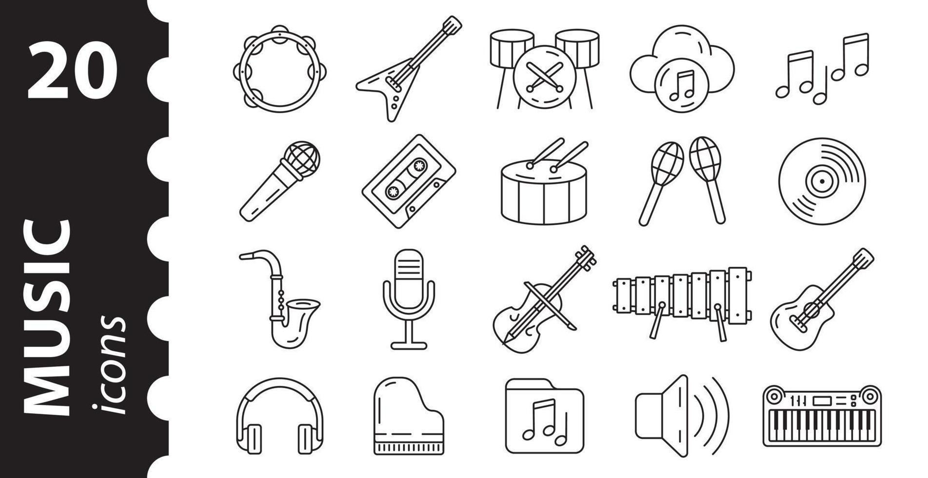 icônes d'instruments de musique. style linéaire. vecteur