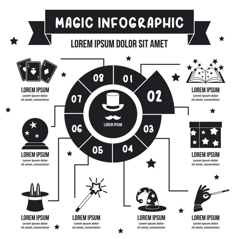 concept d'infographie magique, style simple vecteur