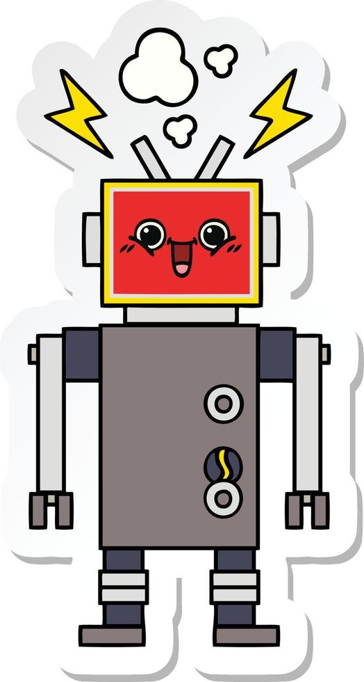 autocollant d'un robot heureux de dessin animé mignon vecteur