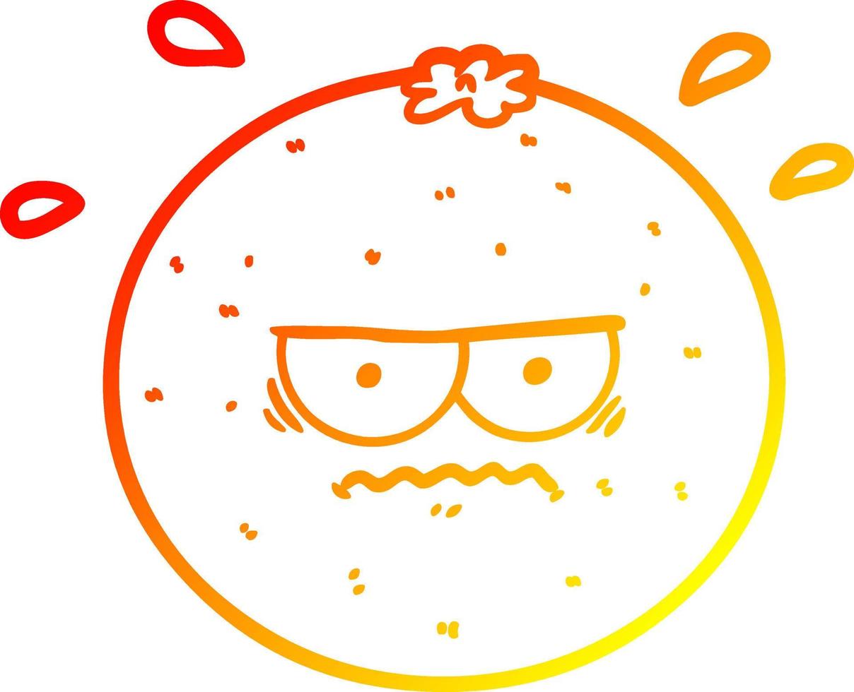 ligne de dégradé chaud dessin dessin animé orange en colère vecteur