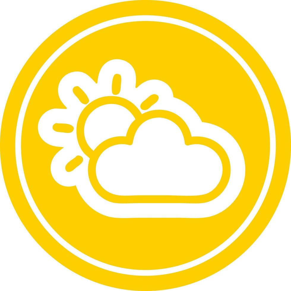 icône circulaire soleil et nuage vecteur