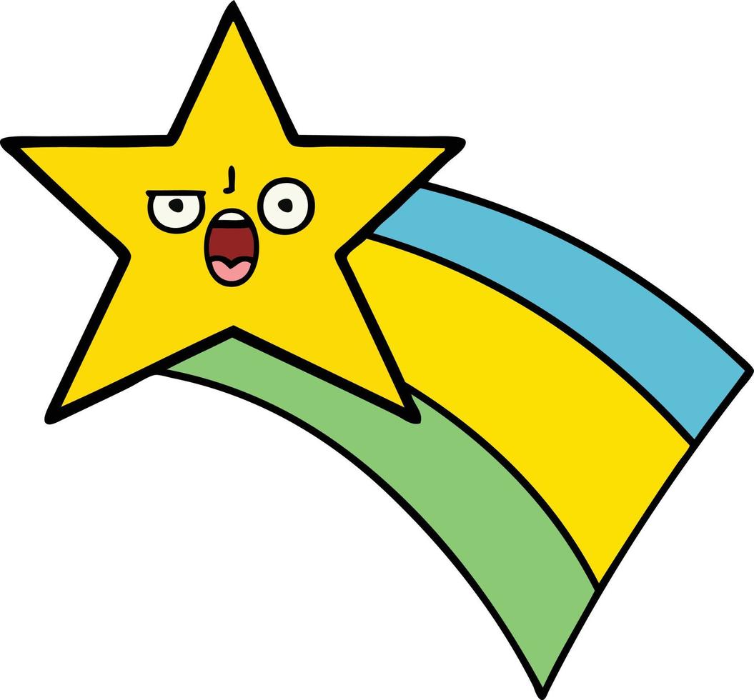 dessin animé mignon étoile arc-en-ciel filante vecteur