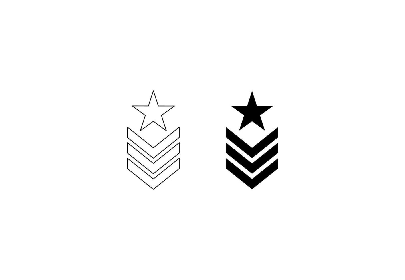 contours silhouette militaire grade icône isolé sur fond blanc vecteur
