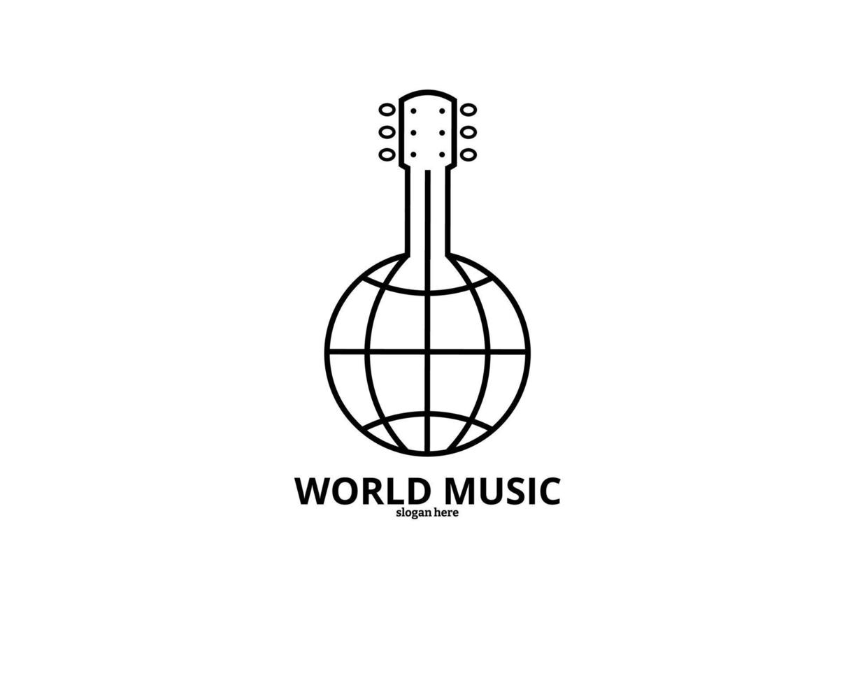 logo de la guitare mondiale vecteur