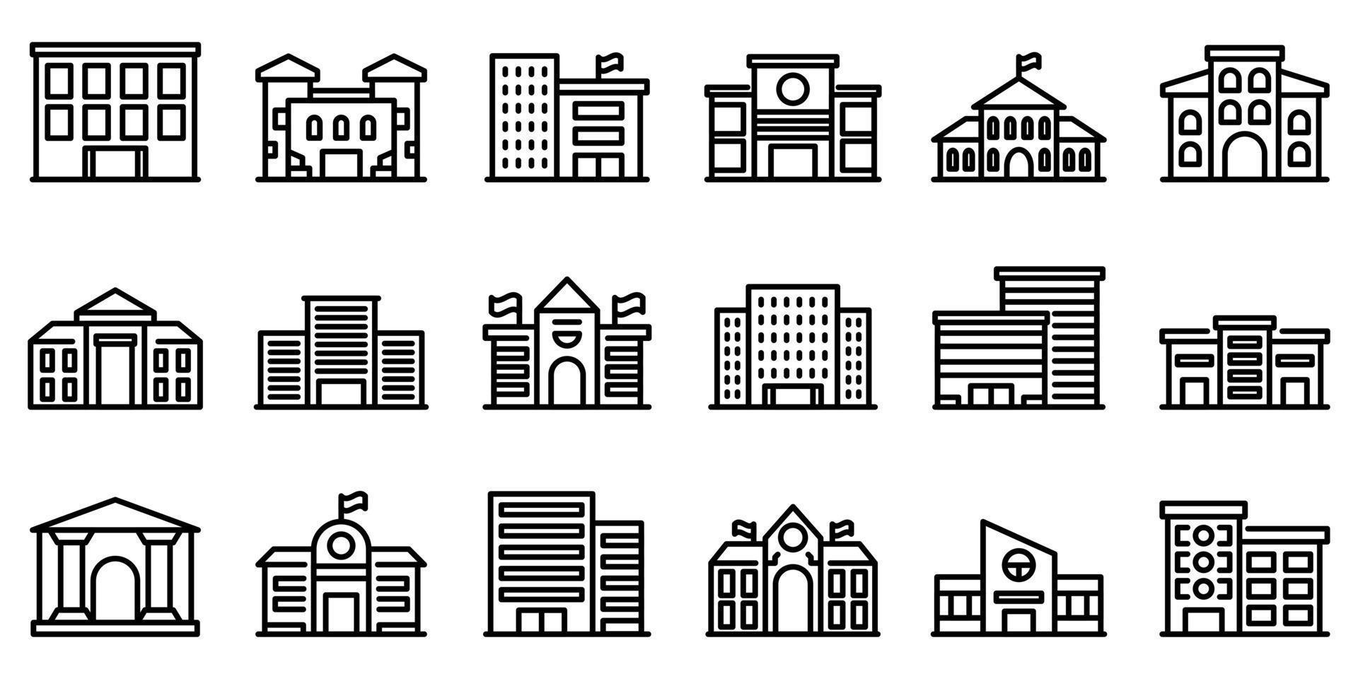 ensemble d'icônes de campus, style de contour vecteur