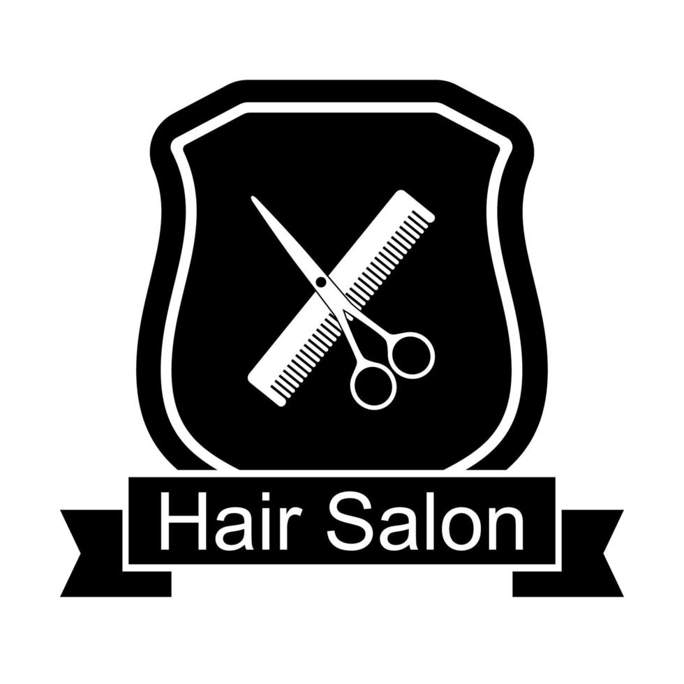 logo de salon de coiffure avec ciseaux et peignes vecteur