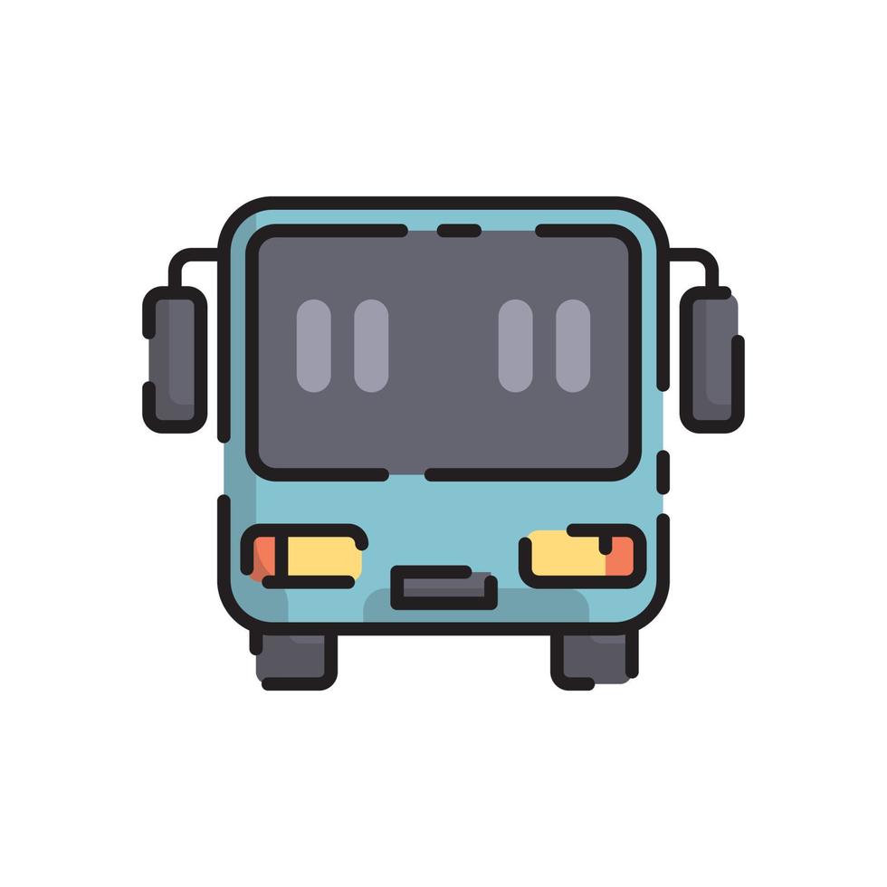 dessin animé mignon de conception plate de bus bleu pour la chemise, l'affiche, la carte-cadeau, la couverture, le logo, l'autocollant et l'icône. vecteur