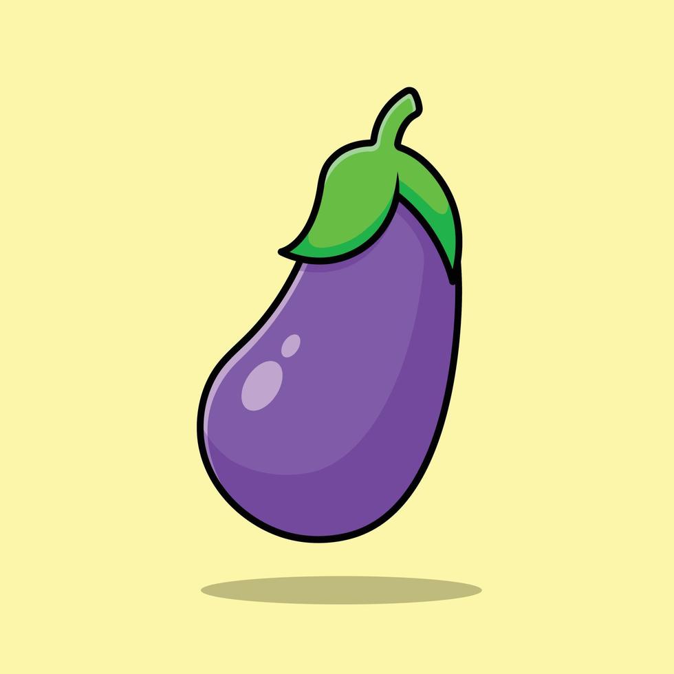 illustration d'icône vectorielle de dessin animé de légumes aubergine. concept d'icône de nature alimentaire isolé vecteur premium.