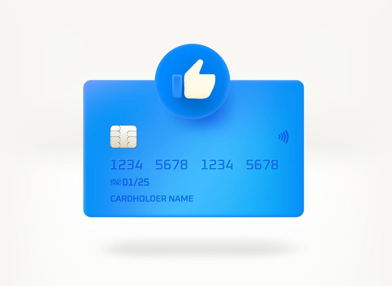 carte bancaire en plastique avec icône recommandée. illustration vectorielle 3d vecteur