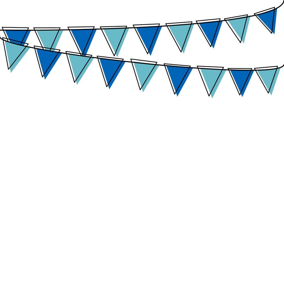 décoration de fête avec drapeau bleu et bleu clair suspendu au-dessus. illustration vectorielle avec espace de copie pour votre texte vecteur