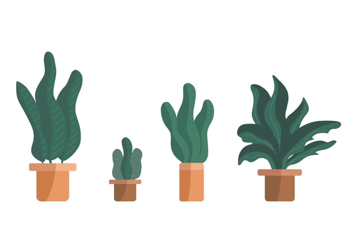collection de plantes en pot. vecteur dessiné à la main et plantes d'intérieur. ensemble de doodle de dessin animé de vecteur de plante d'intérieur. illustration vectorielle