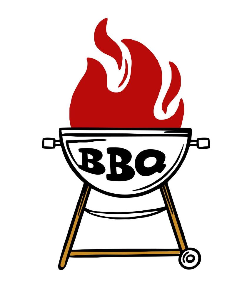 barbecue menu inscription dessinée à la main slogan aire de restauration logo menu restaurant bar café illustration vectorielle grill vecteur