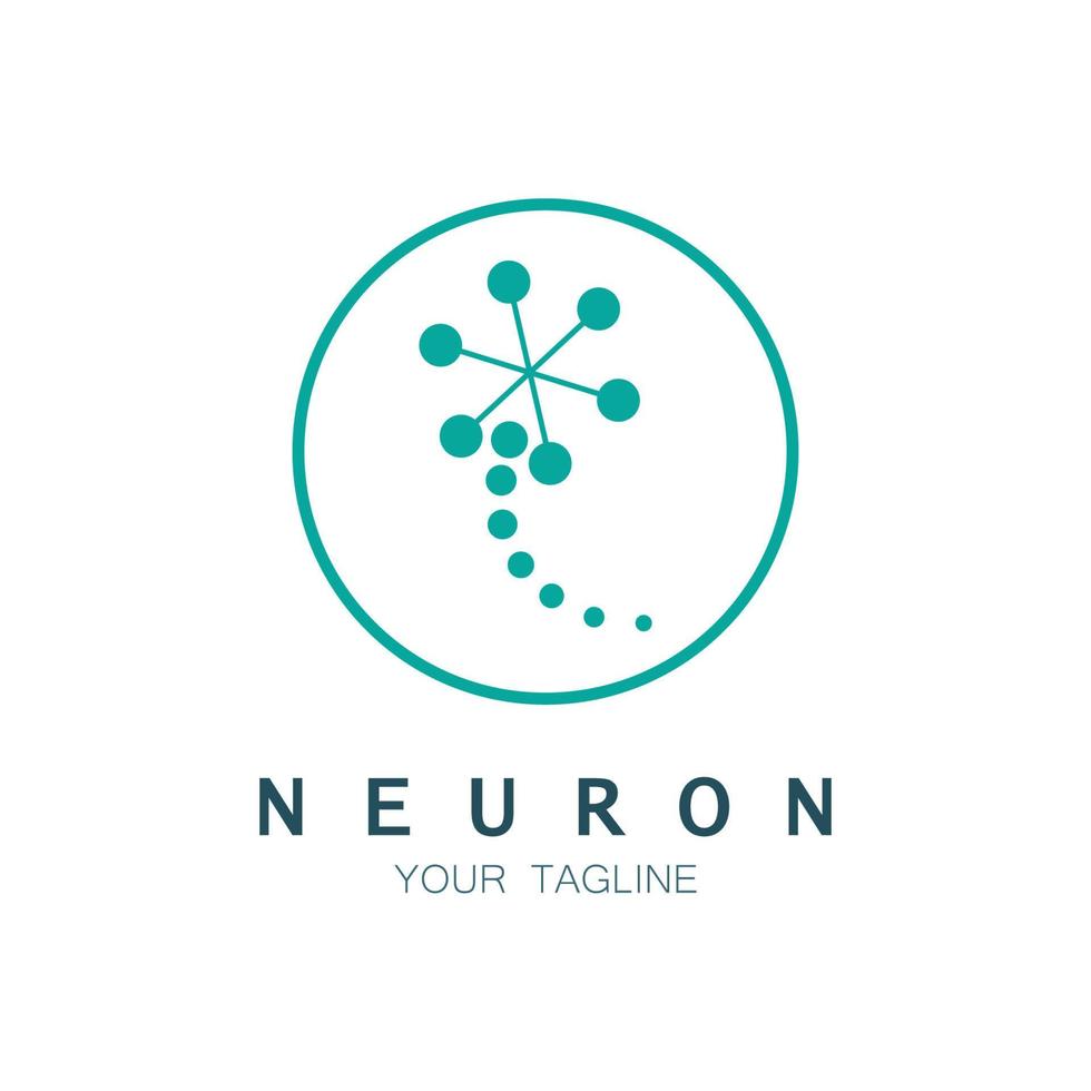 logo de neurone ou création de logo de cellule nerveuse, icône de modèle d'illustration de logo de molécule avec concept vectoriel