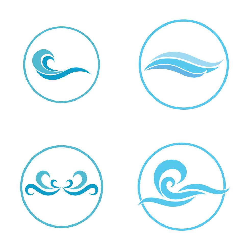 vague d'eau, modèle de logo de conception d'illustration vectorielle de plage de vague vecteur