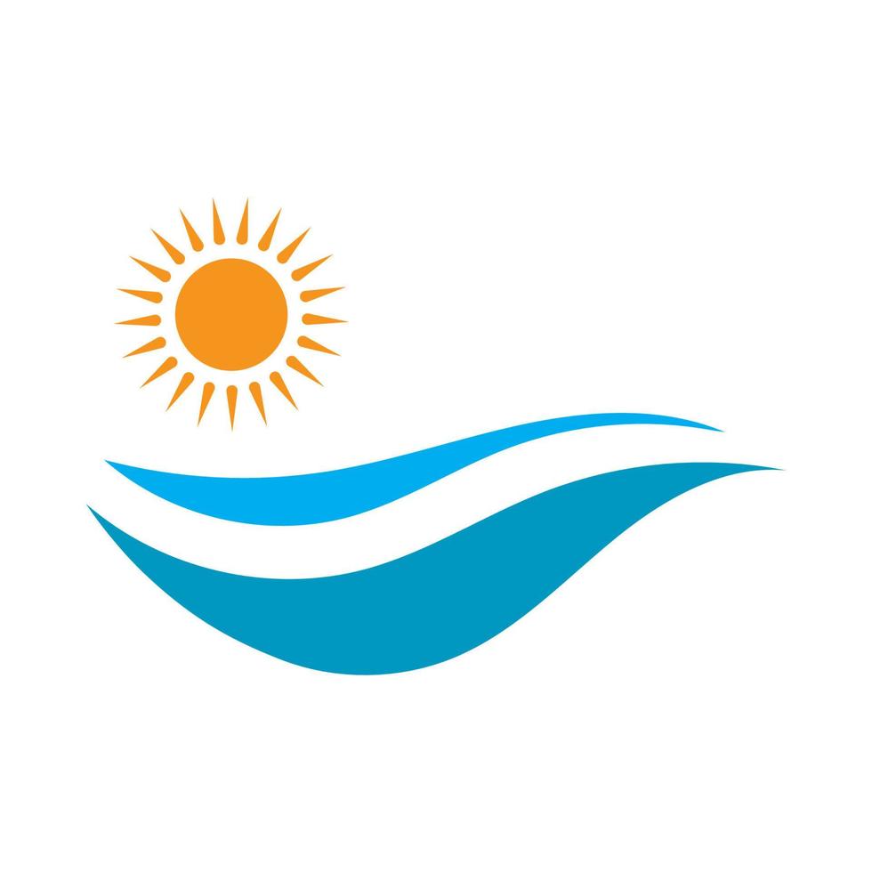 logo des vagues du soleil et de la mer, vagues de la plage, concept moderne minimaliste et simple avec vecteur d'illustration de modèle de conception de couleurs plates