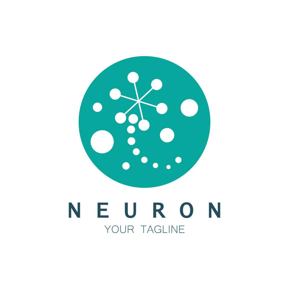 logo de neurone ou création de logo de cellule nerveuse, icône de modèle d'illustration de logo de molécule avec concept vectoriel