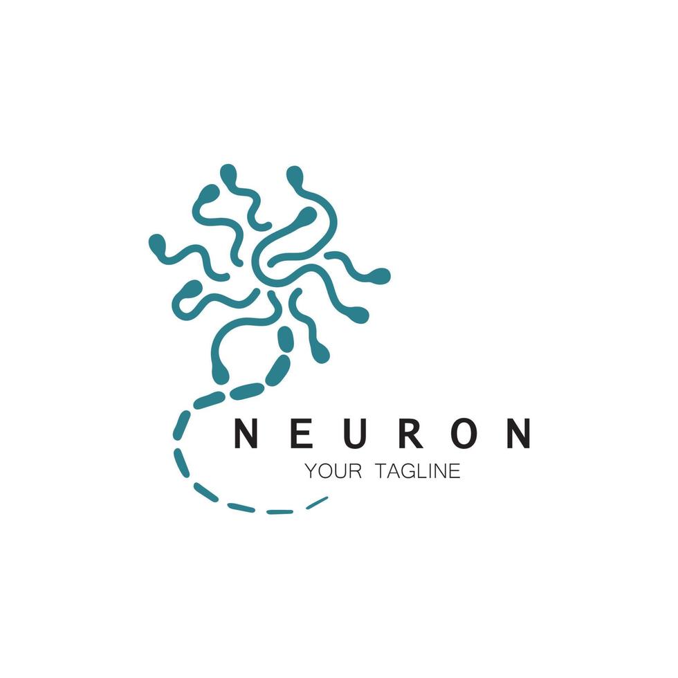 logo de neurone ou création de logo de cellule nerveuse, icône de modèle d'illustration de logo de molécule avec concept vectoriel