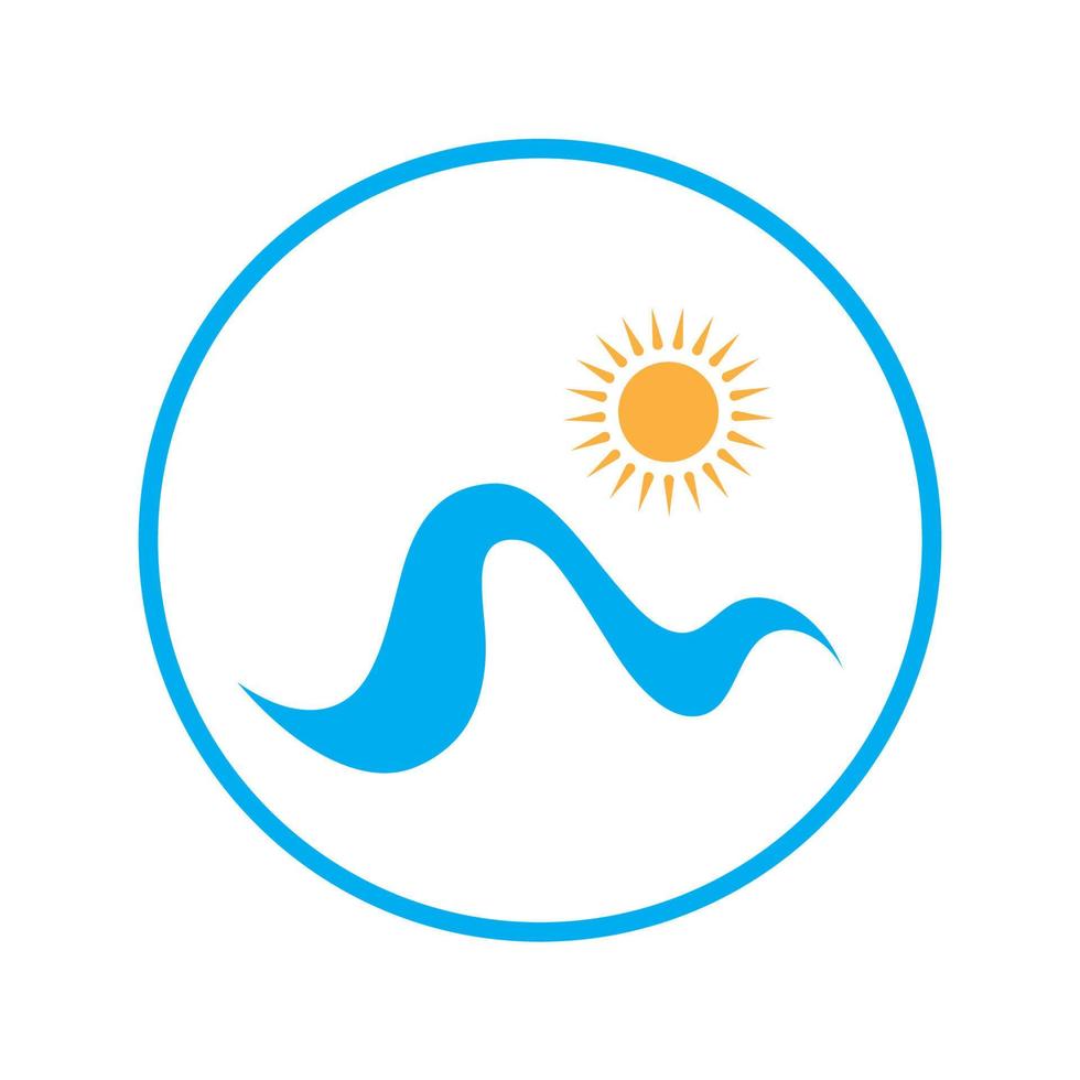 logo des vagues du soleil et de la mer, vagues de la plage, concept moderne minimaliste et simple avec vecteur d'illustration de modèle de conception de couleurs plates