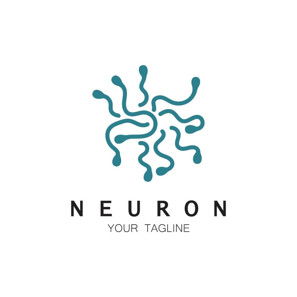 logo de neurone ou création de logo de cellule nerveuse, icône de modèle d'illustration de logo de molécule avec concept vectoriel