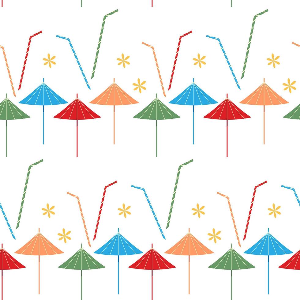 motif d'été lumineux avec une image abstraite d'accessoires de cocktail colorés dans des teintes tendance. vecteur
