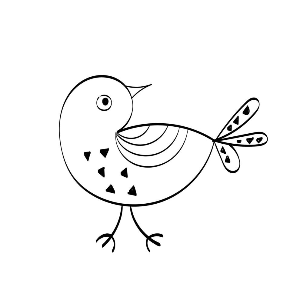 joli dessin d'oiseau dessiné à la main à imprimer ou à utiliser comme affiche, carte, dépliant ou t-shirt vecteur