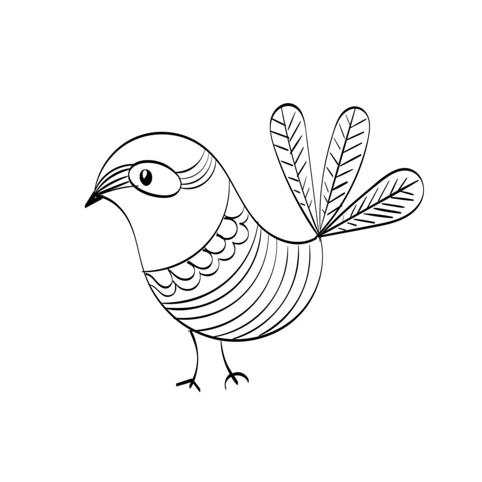 joli dessin d'oiseau dessiné à la main à imprimer ou à utiliser comme affiche, carte, dépliant ou t-shirt vecteur