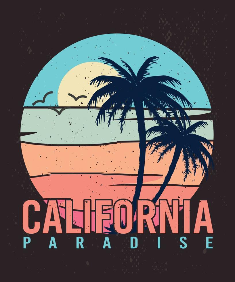 conception de t-shirt californie été paradis palm beach vecteur