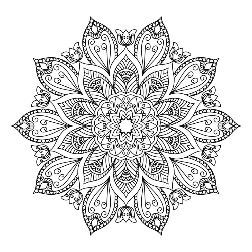 mandala pour colorier des pages, des motifs, de beaux mantras, des arrière-plans islamiques, des cartes de mariage, des modèles de décoration et des motifs de t-shirts vecteur