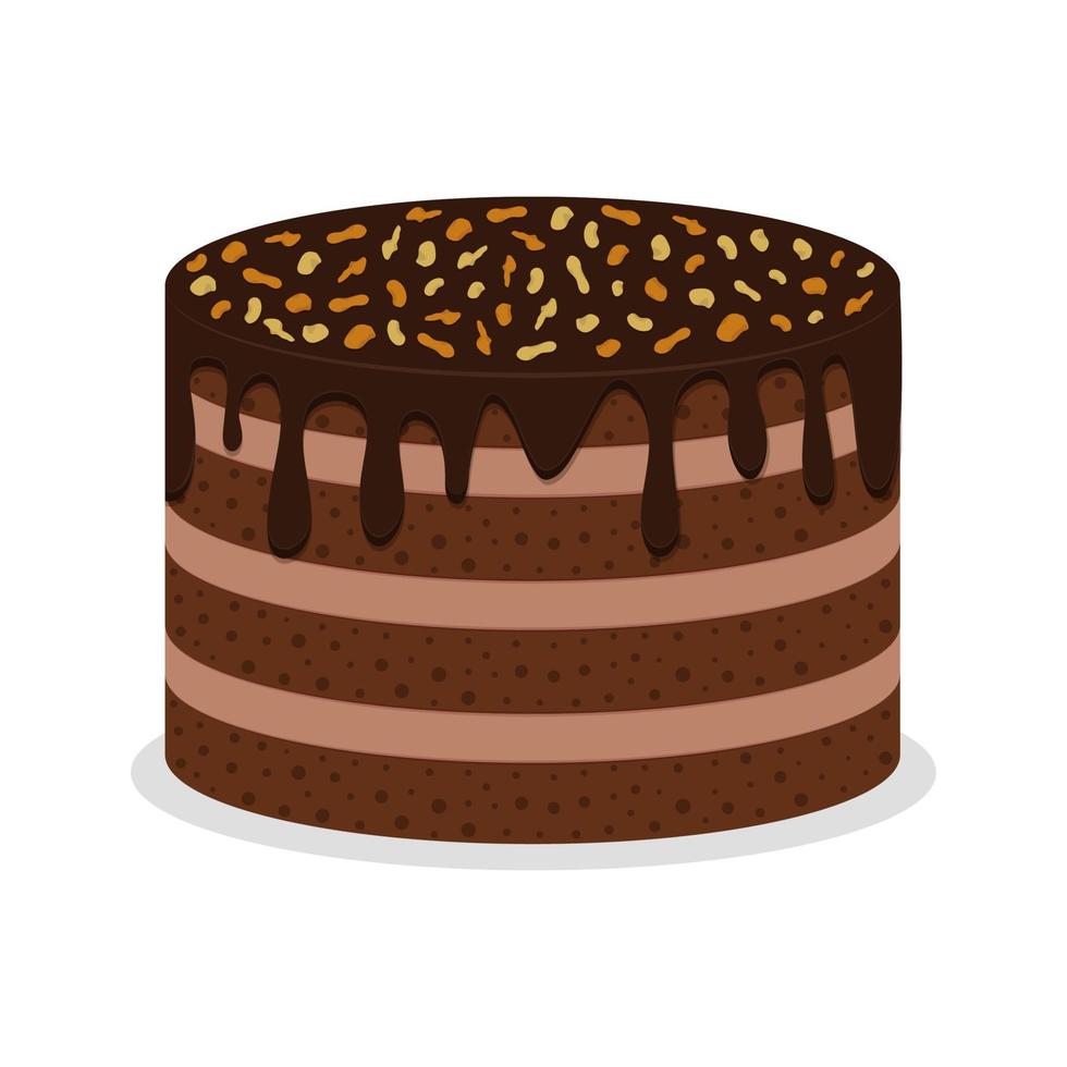 gâteau au chocolat avec illustration de miettes de noix vecteur