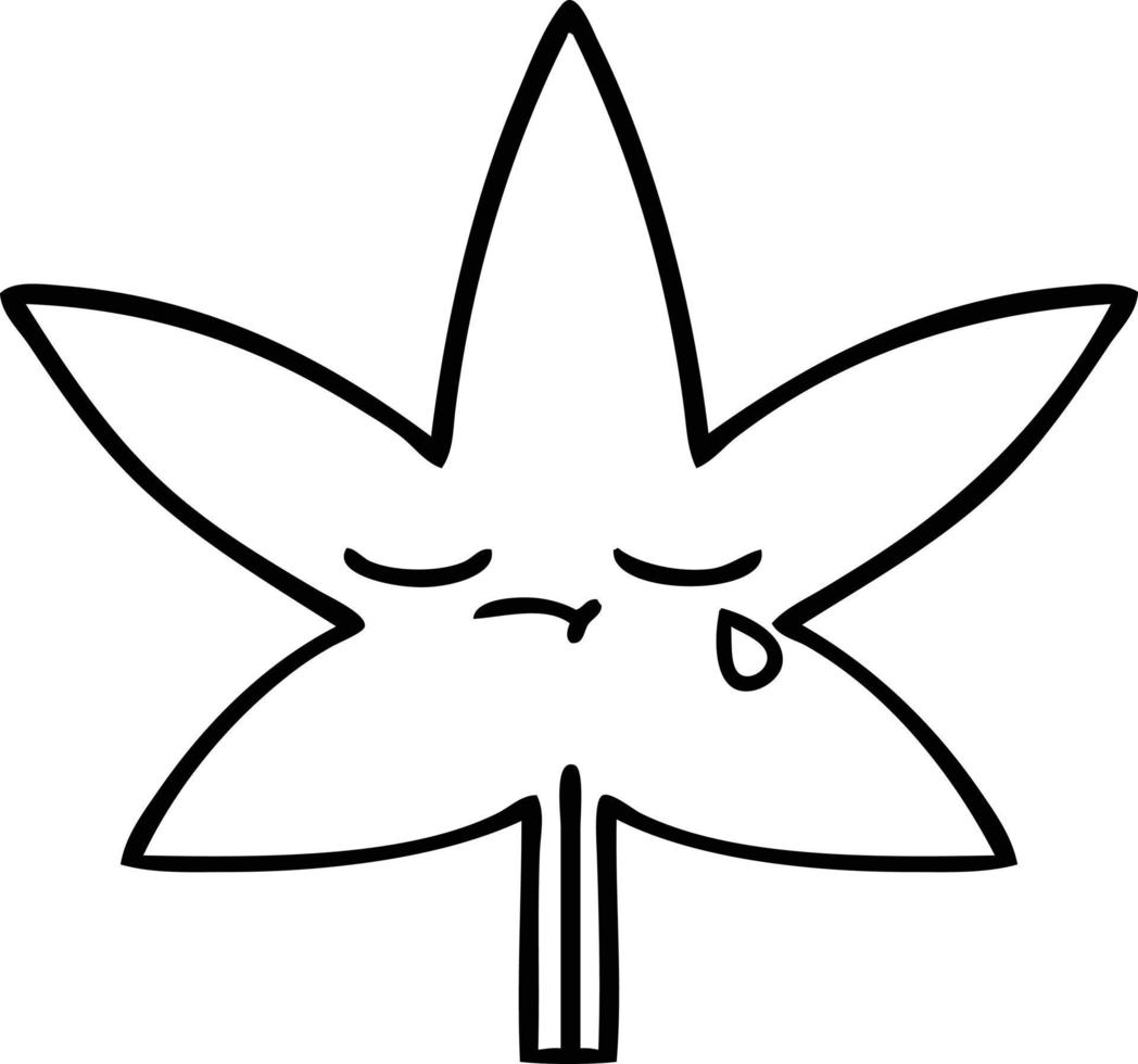 dessin au trait dessin animé feuille de marijuana vecteur