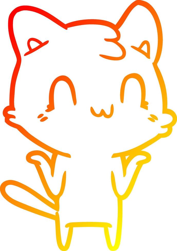 chaud gradient ligne dessin dessin animé chat heureux vecteur