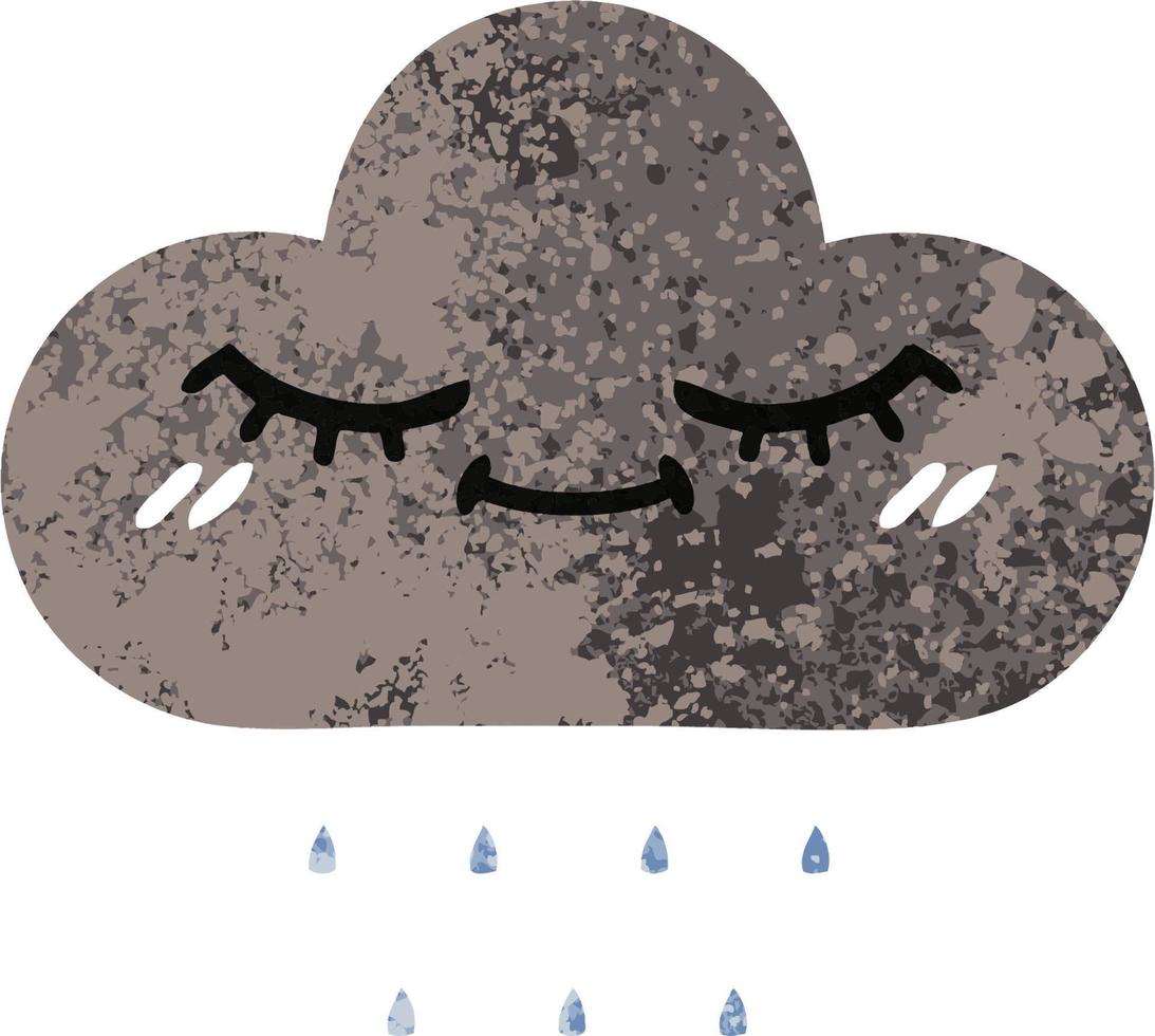 nuage de pluie de tempête de dessin animé de style illustration rétro vecteur