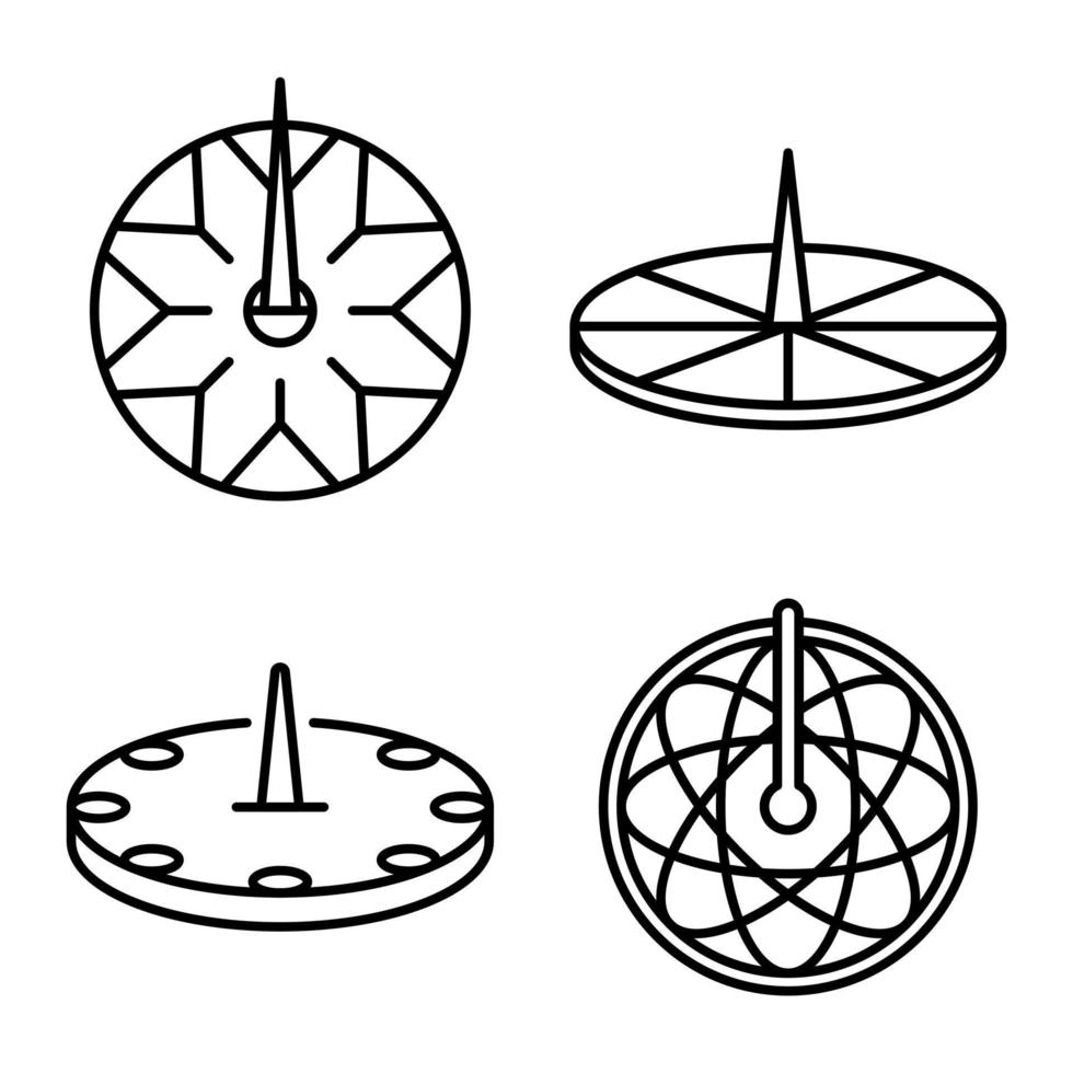 jeu d'icônes de cadran solaire, style de contour vecteur