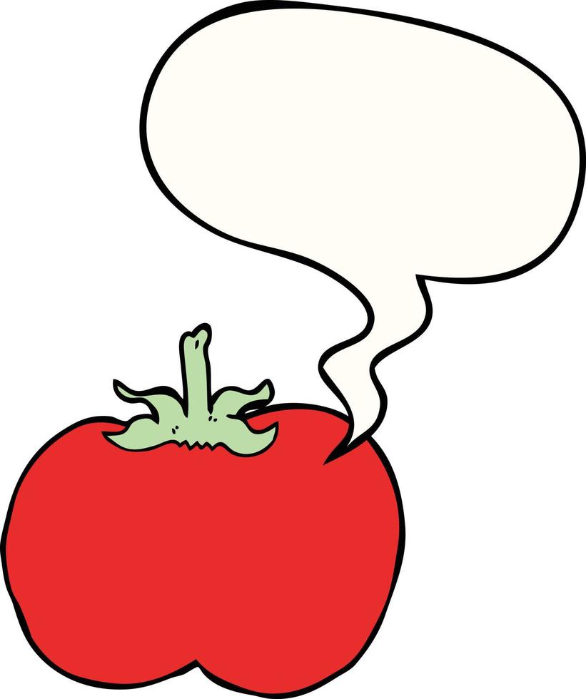 tomate de dessin animé et bulle de dialogue vecteur