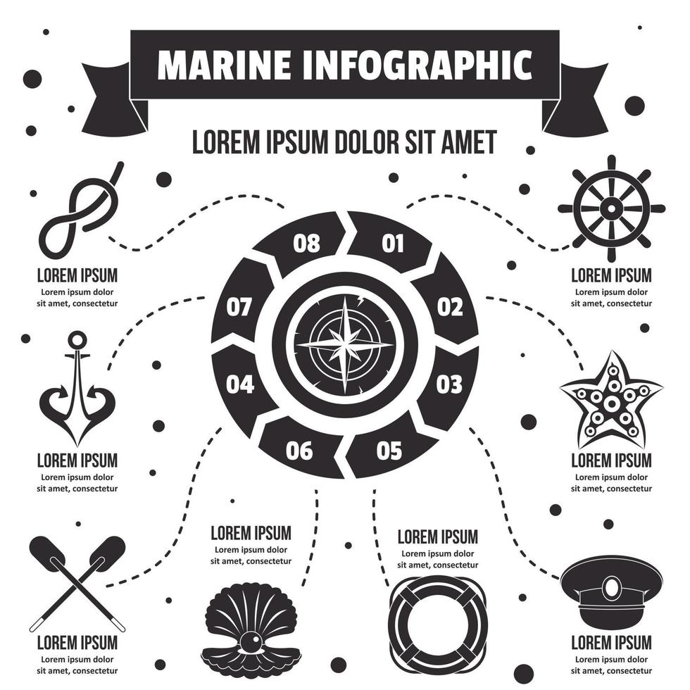 concept d'infographie marine, style simple vecteur