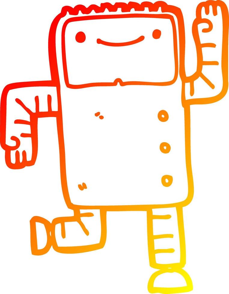 robot de dessin animé de dessin de ligne de gradient chaud vecteur