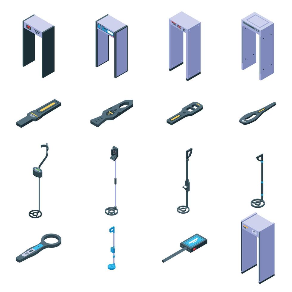 jeu d'icônes de détecteur de métaux, style isométrique vecteur