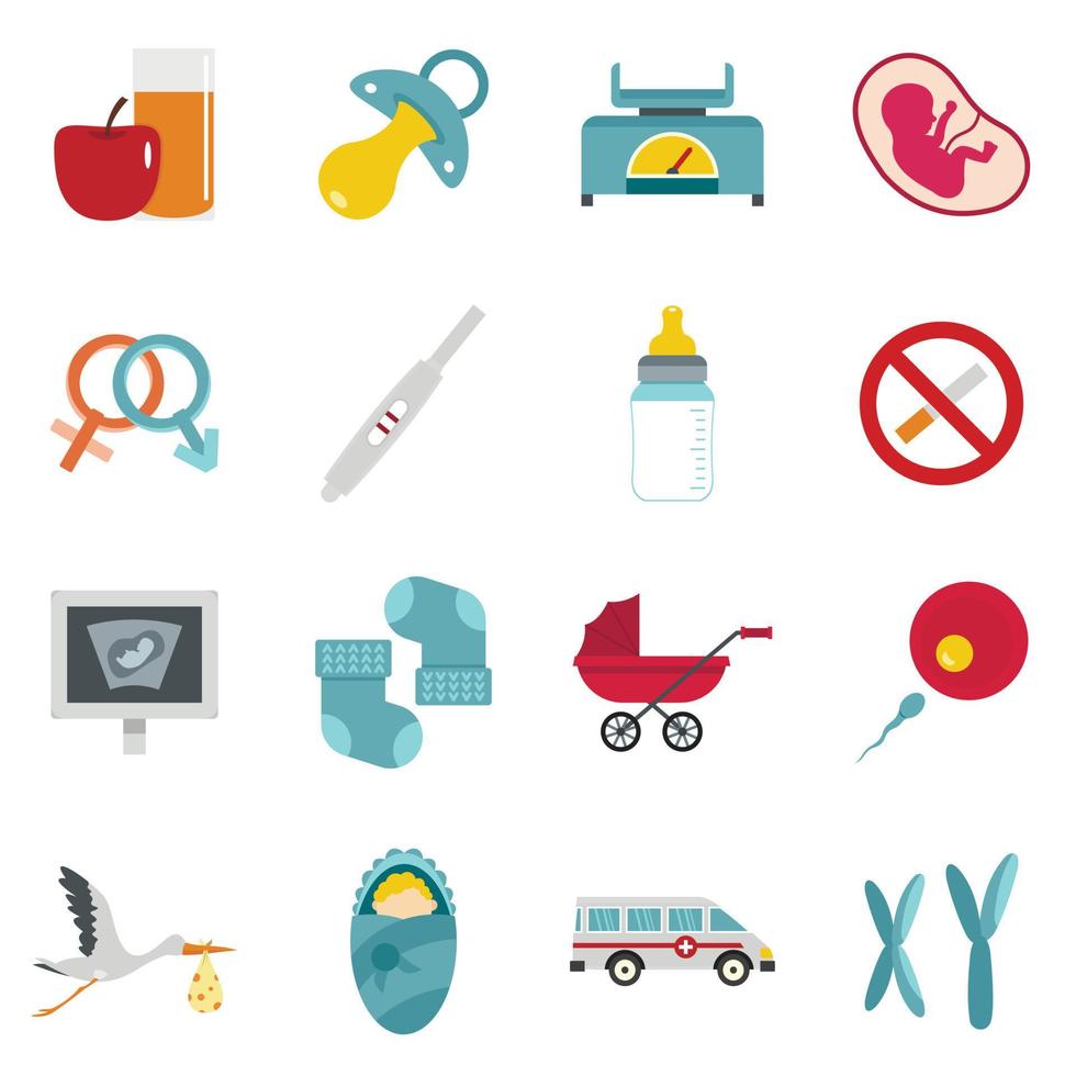 icônes de symboles de grossesse définies dans un style plat vecteur
