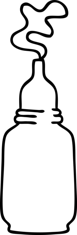 dessin au trait original potion en bouteille de verre de dessin animé vecteur