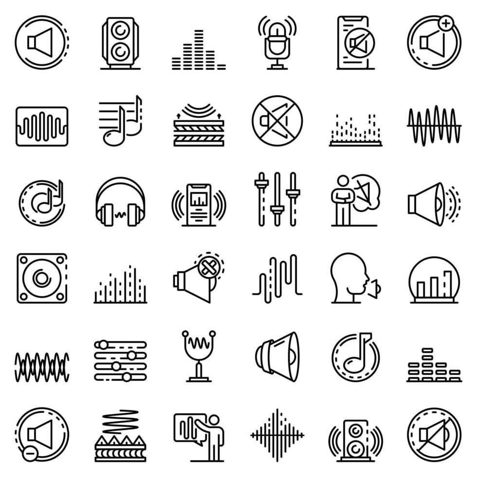 ensemble d'icônes acoustiques, style de contour vecteur