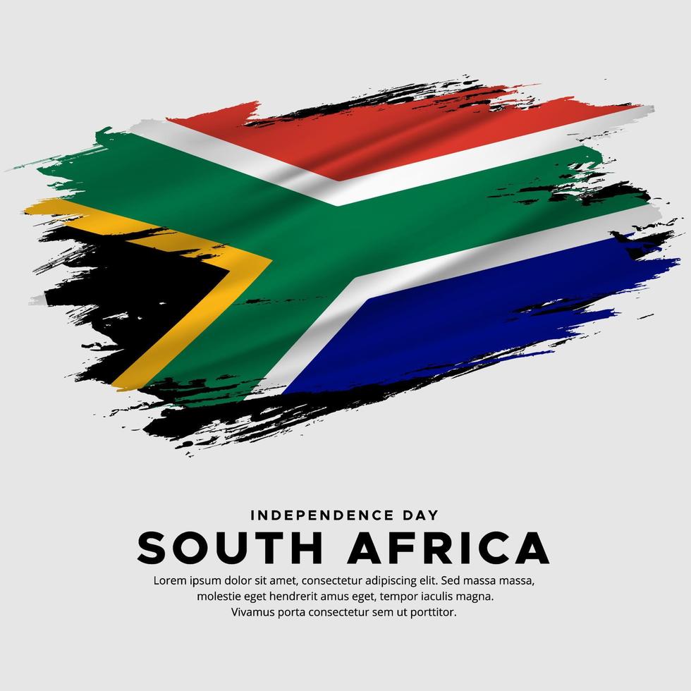 nouveau design du vecteur de la fête de l'indépendance de l'afrique du sud. drapeau de l'afrique du sud avec vecteur de brosse abstraite