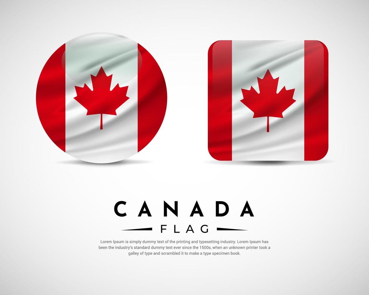 vecteur d'icône de drapeau du canada réaliste. ensemble de vecteur d'emblème de drapeau du canada